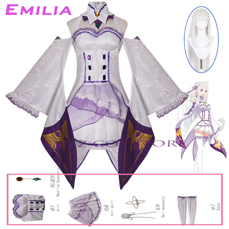 Women Anime Cosplay - Emilia Cosplay Anime Re Zero Kara