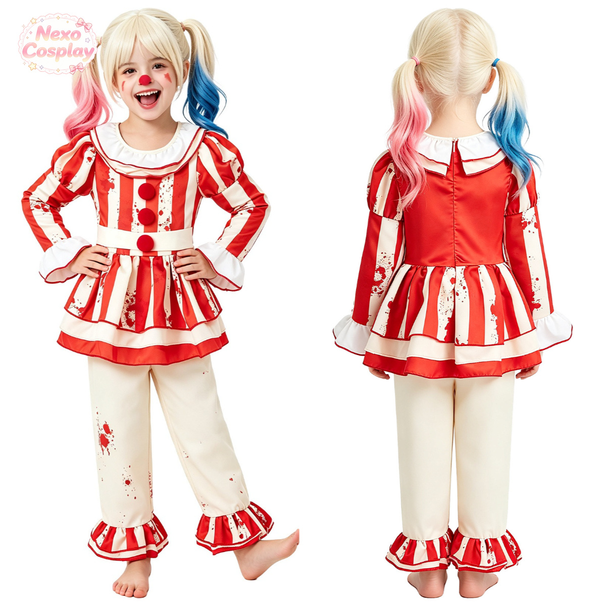 Kids Red White Striped Horror  - огляд і ціна Kids Cosplay Anime